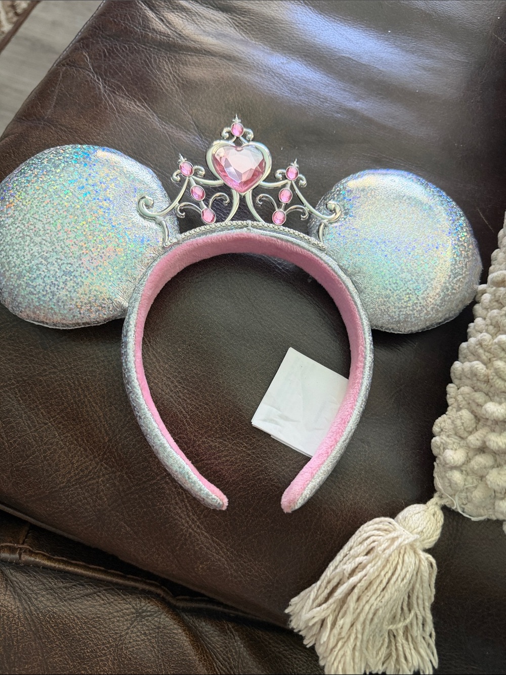 Disney Iridescent Minnie Ear Headband with Pink Tiara
